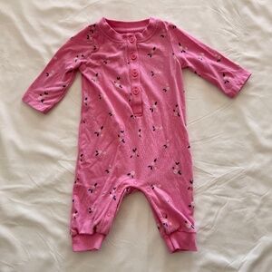 Cat & Jack Baby Girls Floral Henley Long Sleeve Romper 0-3M